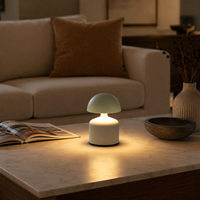 Lampe de table LED rechargeable mini champignon à commande tactile, 3 modes de couleur, intensité réglable, pour chevet et bureau