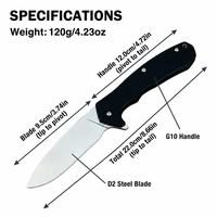 Couteau pliant personnalisé en acier D2, manche G10, lame pointue, couteau de poche pour le camping