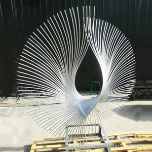 Stainless Steel Crescent <b>Moon</b> Sculpture Circular Outdoor Floor Mount Abstract Geometric Art Installation JH-052327 - Product Image 3