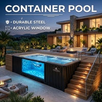 Piscine préfabriquée de luxe en conteneur avec fenêtre en acrylique transparente et système de filtration par pompe, piscine extérieure portable