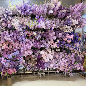 Commercio all'ingrosso di alta qualità matrimonio sfondo disposizione Design misto fiori di seta finta <span class=keywords><strong>viola</strong></span> fiori artificiali per decorazione di nozze - Product Image 1