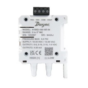 Transmetteur de pression différentielle série Dwyer 616KX, 0 à 9 pouces de colonne, alimentation 24 VDC, sortie 0,5 à 1,5 VDC - Product Image 1