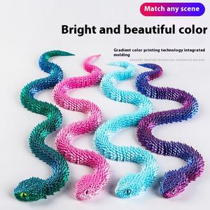 Modelo de juguete de serpiente tridimensional, regalos creativos hechos a mano para niños, adornos impresos en 3D rojos para pecera, paisaje de cristal - Product Image 2