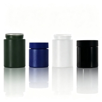 Emballage pour fleurs, pot en verre rond mat coloré de 3,5 g, 2 oz, 3 oz, 4 oz, à large ouverture, côtés droits, avec couvercle à sécurité enfant