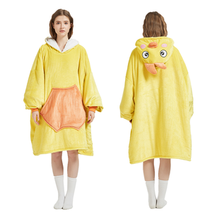 Couverture à capuche géante personnalisée en polaire douce pour enfants et adultes, motifs animaux (<span class=keywords><strong>Panda</strong></span>, Girafe) avec capuche en forme de poulet, idéale pour l'hiver - Product Image 2