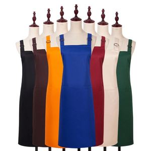 Tablier de cuisine personnalisable en nylon tissé, imperméable et résistant à l'huile, avec logo OEM, pour chef, serveur de restaurant, uniforme blanc uni - Product Image 3