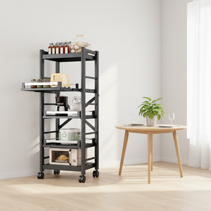 Heavy Duty 5-Tier Mobile Kitchen Storage <strong>Rack</strong> Carbon Steel Microwave Stand <strong>Baker</strong> <strong>Rack</strong> with Pull-out Trays Utility Cart for Cafe - Product Image 3