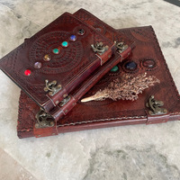 Carnet en cuir 7 chakras, pierre médiévale en relief, fait à la main, carnet de notes, journal de bureau, carnet de poésie, carnet de croquis