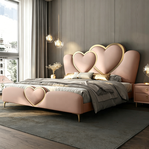 <span class=keywords><strong>Letto</strong></span> Imbottito Moderno di Lusso <span class=keywords><strong>a</strong></span> Forma di <span class=keywords><strong>Cuore</strong></span>, Stile Principessa, in Pelle Rosa, con Piattaforma per Camera da <span class=keywords><strong>Letto</strong></span> delle Ragazze - Product Image 1