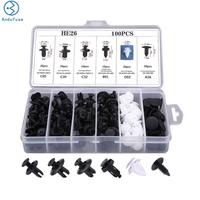 Kit de 100 Clips de Fixation pour Pare-Chocs Automobile, Rivets en Plastique à Pousser, Assortiment de Tailles avec Outil de Démontage