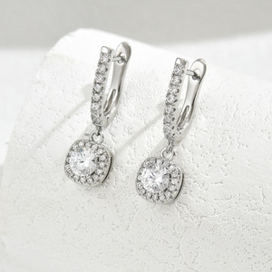 Drop <b>Earrings</b> With Zircon And Diamond Accents For Women Party Jewelry Stainless Steel Ear <b>Post</b> Bezel Setting EH4585 - Product Image 3