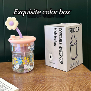 Tazza di vetro ad alta borosilicato resistente alle alte Temperature piccola ragazza di fiori <span class=keywords><strong>acqua</strong></span> <span class=keywords><strong>e</strong></span> filtro per tè ufficio tazza di paglia di tè all'ingrosso - Product Image 6