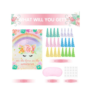 <strong>Unicorn</strong> Birthday <strong>Party</strong> Poster Children's Blindfold Game Pin the Horn on the <strong>Unicorn</strong> <strong>Party</strong> <strong>Supplies</strong> Photo Props - Product Image 3