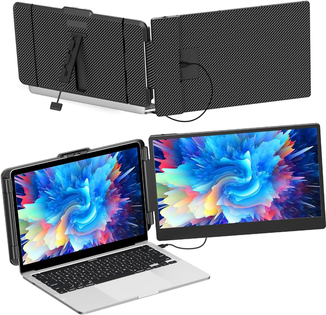 14inch 1080P HD Triple Monitor Extender Screen for Windows Mac Surface Android/Switch Laptop Plug Play LCD Backlit Type C
