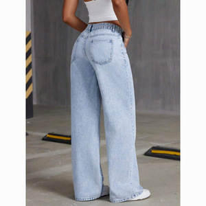 Jeans pour femmes, style ou logo personnalisé, ODM, mode, jeans bleus, style streetwear, <span class=keywords><strong>pantalon</strong></span> baggy droit, <span class=keywords><strong>taille</strong></span> <span class=keywords><strong>haute</strong></span>, <span class=keywords><strong>pantalon</strong></span> slim - Product Image 5