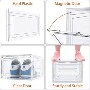<span class=keywords><strong>Scarpiera</strong></span> Robusta Impilabile Salvaspazio per Sneakers, Contenitori Trasparenti Rinforzati per Organizzazione Scarpe nell'Armadio con Porta Magnetica - Product Image 5