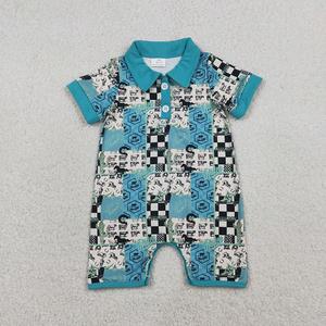 En stock – Nouveauté : Ensemble polo et barboteuse bleu pour bébés garçons, confortable, style western, vente en gros, vêtements d'été pour enfants, prix d'usine - Product Image 3