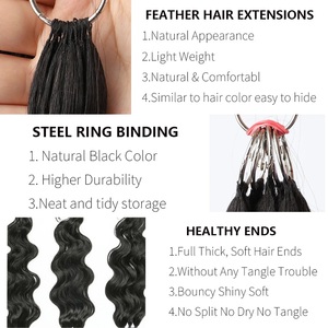 Mèches de cheveux humains vierges à double tirage, ondulation Water Wave, pour crochet, en vrac, pointes pleines - Product Image 5