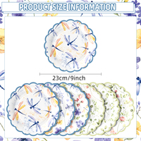 Assiettes en papier imprimées libellules et fleurs sauvages, assiettes portables pour dîner et desserts, idéales pour mariages d'été, anniversaires et goûters