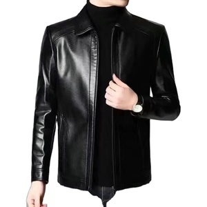 <span class=keywords><strong>Veste</strong></span> en laine doublée polaire épaissie pour hommes col montant hiver chaud <span class=keywords><strong>veste</strong></span> en <span class=keywords><strong>cuir</strong></span> décontracté court PU <span class=keywords><strong>veste</strong></span> pour papa hommes - Product Image 1