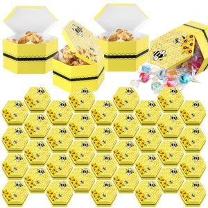 Cajas de regalo de <span class=keywords><strong>colmena</strong></span> de papel de caramelo de abeja, Cajas de Regalo de papel amarillo, decoración de fiesta de abeja, cajas de recuerdo de fiesta de cumpleaños para Baby Shower - Product Image 2