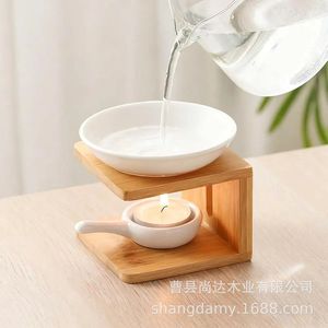 Nouvelle lampe brûle-parfum en bois transfrontalière / brûleur de bougies à huiles essentielles en céramique pour la maison, la chambre, le salon - Product Image 4