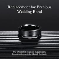 Bague de mariage pour homme en tungstène noir 8 mm, style vintage romantique, gravure laser or « I Love You », finition brossée, deux lignes rainurées