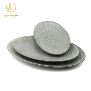 <span class=keywords><strong>Vajilla</strong></span> de porcelana a precio de fábrica, plato de servicio de comida ovalado gris de 10/12/14 pulgadas para Hotel, restaurante, cubiertos de cena comercial - Product Image 5