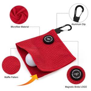 Serviette de golf magnétique personnalisée avec logo, en microfibre gaufrée, avec clip et aimant robuste pour sacs de golf, chariots et clubs - Product Image 5