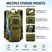 Sac à dos d'hydratation tactique, poche à eau de 2L, MOLLE, randonnée en plein air, course à pied, cyclisme, camping, sac à eau militaire