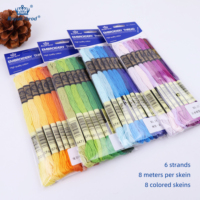 8 pièces bricolage haute couleur fixe point de croix Crochet motif broderie à la main couture câblage ensemble mercerisé coton tricot