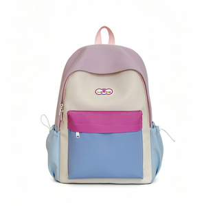 Women's ins-style <b>backpack</b> unique color block design perfect for middle and high school students stylish high-capacity - Product Image 5