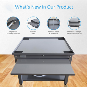 Supporto Pedana Moderno Regolabile da 27 Pollici in Ferro per Lavatrice e Asciugatrice con Ripiano Estraibile da 18 Pollici, Vaschetta di Scarico Grigia, Eco-Sostenibile per Hotel - Product Image 3