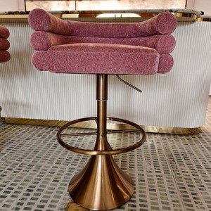 Chaises hautes réglables en métal pour hôtel et restaurant, tabourets en velours dorés, chaises de <span class=keywords><strong>bar</strong></span> noires et dorées, tabourets de <span class=keywords><strong>bar</strong></span> - Product Image 5
