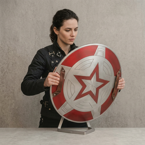 Handmade Red Star Steel Shield: Superhero Cosplay, Medieval <b>Wall</b> Decor Mohd - Product Image 1