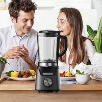 Mélangeur électrique avec bouton de contrôle, centrifugeuse portable, pot en verre de 1,5 L avec smoothie, broyage de glace, fonction impulsion