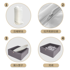 Piscine à balles carrée Love Tree 85x85x60cm en tissu pour enfants, gris - Product Image 4