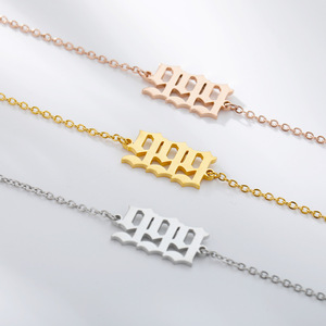 HOVANCI Vente en gros Bracelet de cheville en acier inoxydable or 18 carats Bijoux pour femmes Bracelet de cheville sans ternissement <span class=keywords><strong>111</strong></span> -- 999 Lucky Angel Number - Product Image 4