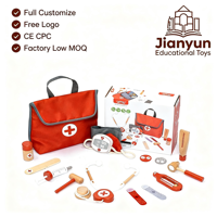 Juego de Juguetes de Imitación Montessori de Fabricante Directo, Juego de Médico de Madera de Haya Roja Sólida para Niños, Divertido Juego de Roles para Niños