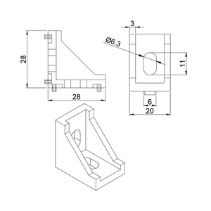 Chinesischer Hersteller 1024 20*28mm 2028 2-Loch Aluminium Metallwinkel für 20 T-Nut Aluminiumprofile 20x28mm - Product Image 6