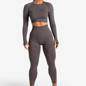 Conjunto Deportivo para Mujer sin Costuras, Transpirable y Elástico, Leggings de Gimnasio y Top Corto - Product Image 1