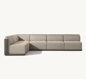 TRELICA Garden Furniture Curved Lattice Aluminum Duick-dry Reticulated Cushions Sectional Modular Outdoor L-Scetional Sofa