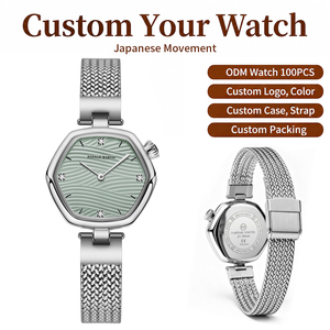 Montre-bracelet de luxe Hannah Martin pour femme, montre à quartz personnalisée pour femme, bracelet en maille premium, acier inoxydable, diamant, montre-bracelet féminine - Product Image 1