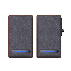 Boîte de haut-parleurs d'étagère en bois marron avec haut-parleur d'étagère de moniteur d'ordinateur alimenté par USB de dent bleue pour PC - Product Image 2