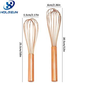 <span class=keywords><strong>Fouet</strong></span> de <span class=keywords><strong>cuisine</strong></span> portable en acier inoxydable plaqué or rose de 10 pouces, écologique, avec grande poignée pour mélanger et battre - Product Image 5