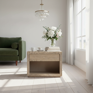 Modern Reclaimed Oak Nightstand with Storage <strong>Thin</strong> Frame Closed <strong>Bedside</strong> <strong>Table</strong> Solid Wood Bedroom Furniture - Product Image 1