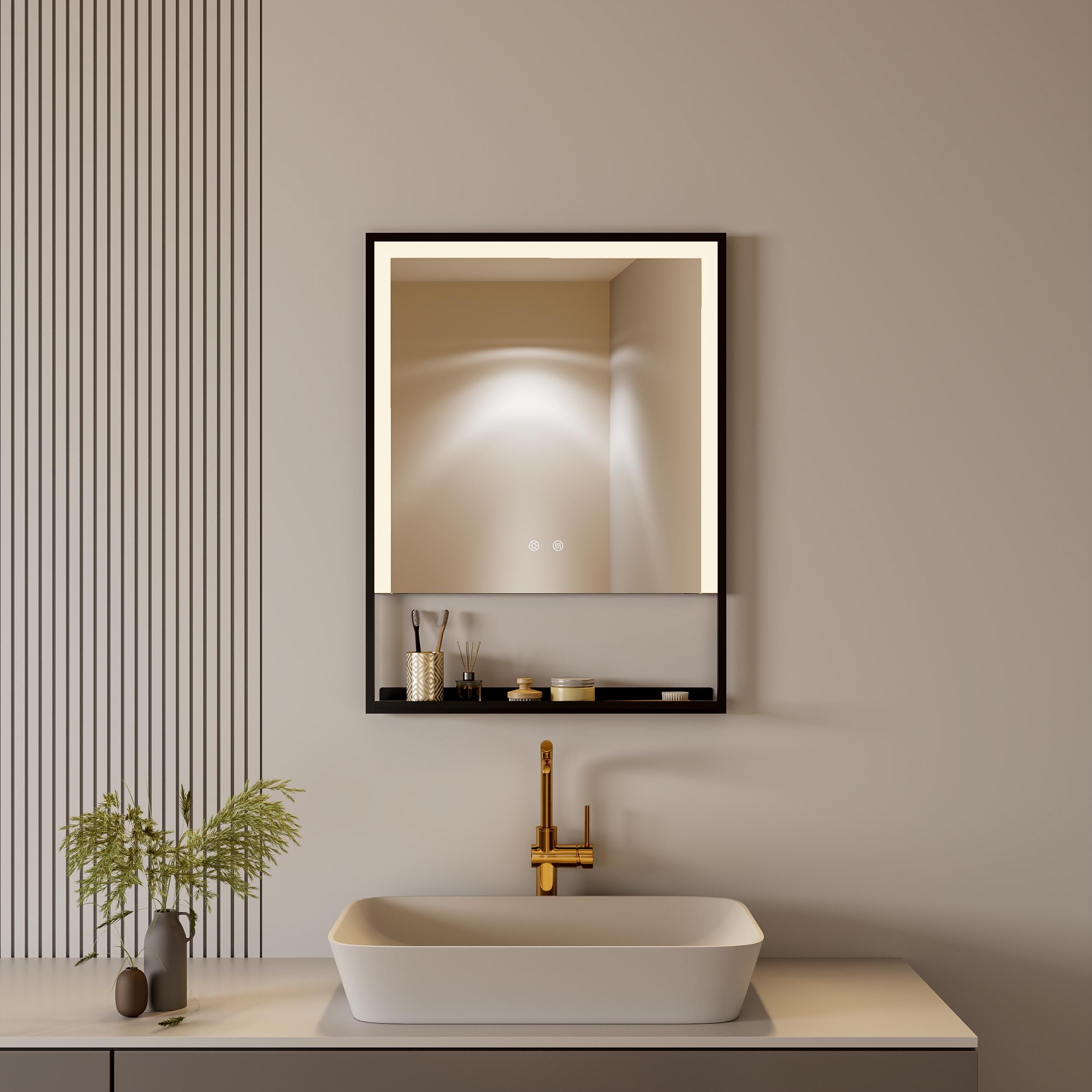 Miroir de salle de bain DP377 avec étagère