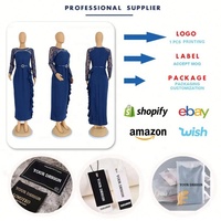 Robes de luxe grande taille pour femmes, décontractées, à manches en dentelle, ornées de strass, pour soirée, robe de soirée africaine, robes d'église pour femmes