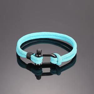 Fabriqué à la main <span class=keywords><strong>noir</strong></span> rouge U-bouton Milano fil plage Bracelet Milan corde nautique corde Bracelet avec manille <span class=keywords><strong>marin</strong></span> Bracelet - Product Image 4