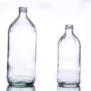 Bouteille de vinaigre en verre transparent en vrac d'usine 500ml 1000ml bouteille en verre pour boisson de jus de vinaigre de pomme 16oz 32oz